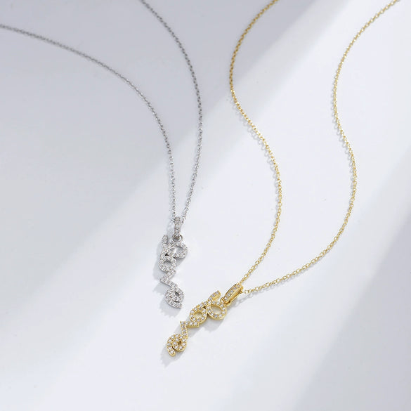 Wholesale Necklace 925 Sterling Silver Love Letter Pendant Cross Chain Micro Inlaid Zircon Light Luxury Romantic For Women