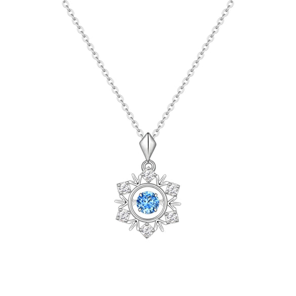 Wholesale Necklace 925 Sterling Silver Microinlaid Zircon Beating Heart Snowflake Flower Electroplated For Women