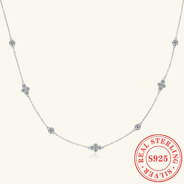Wholesale Necklace 925 Sterling Silver Moissanite Fourleaf Clover Electroplating Ochain
