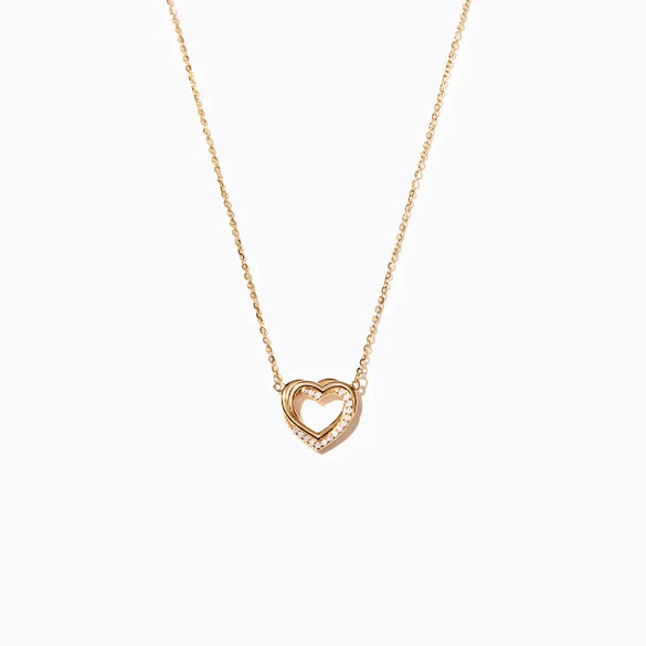 Wholesale Necklace 925 Sterling Silver Overlapping Double Hollow Heart Geometric Electroplated Ochain For Women