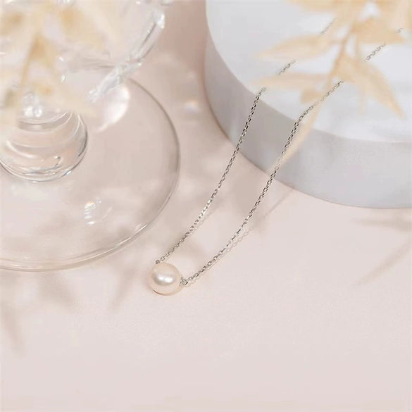 Wholesale Necklace Sterling Silver Pearl Geometric Ochain 14K Gold Plated