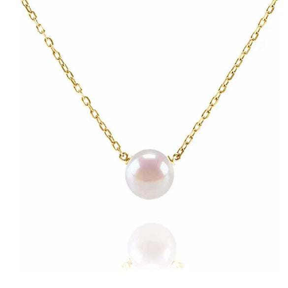 Wholesale Necklace Sterling Silver Pearl Geometric Ochain 14K Gold Plated