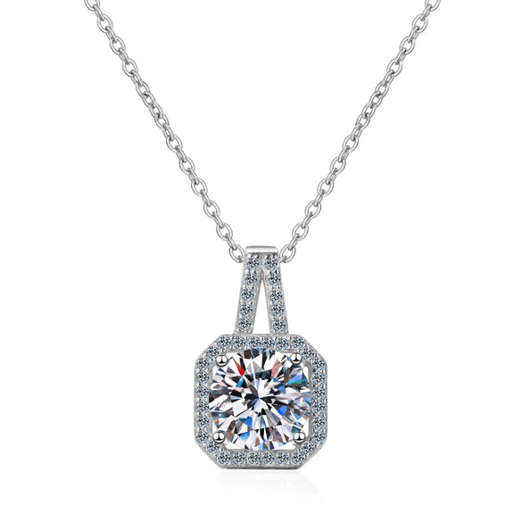 Wholesale Necklace 925 Sterling Silver Plated Pt950 Gold Star Pattern Four Claw Moissanite Pendant Cross Flower Chain For Women