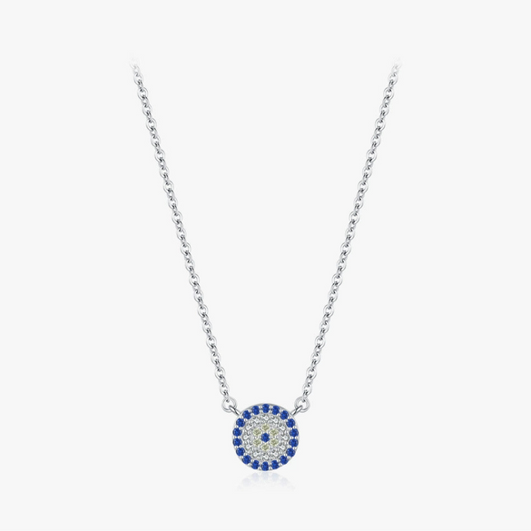 Wholesale Necklace 925 Sterling Silver Round Blue Eyes Microinlay Allmatch Geometric Clavicle Chain For Women
