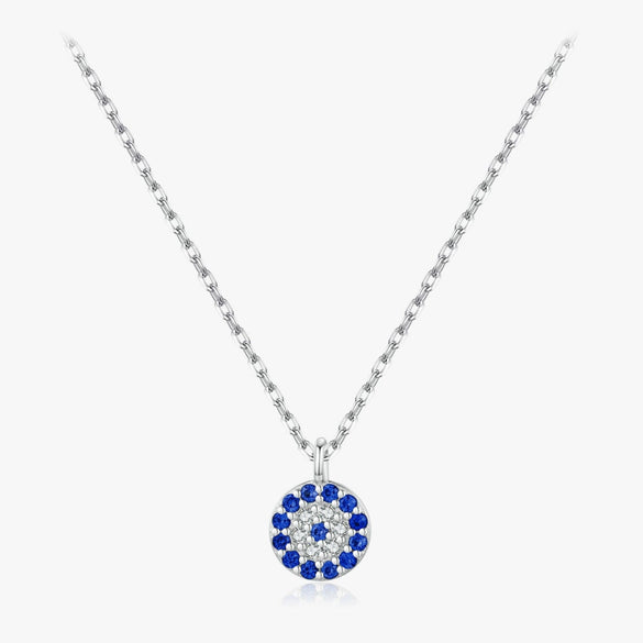 Wholesale Necklace 925 Sterling Silver Round Blue Eyes Zircon Inlaid Clavicle Chain For Women