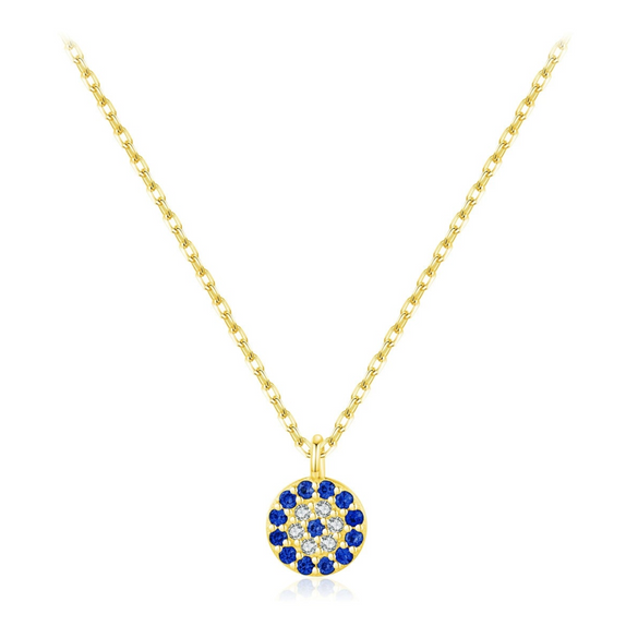 Wholesale Necklace 925 Sterling Silver Round Blue Eyes Zircon Inlaid Clavicle Chain For Women