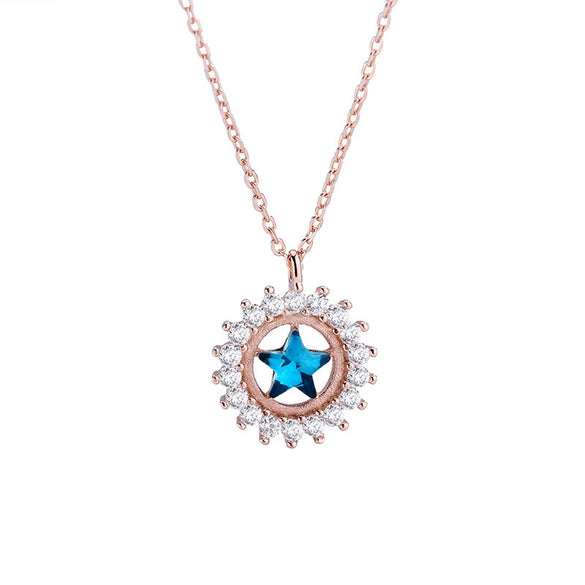 Wholesale Necklace 925 Sterling Silver Star Pendant Mixed Gem Inlay Accessories