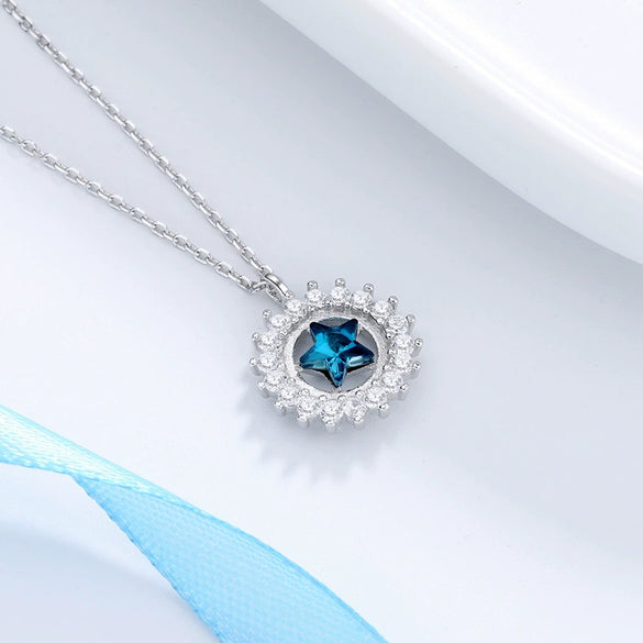 Wholesale Necklace 925 Sterling Silver Star Pendant Mixed Gem Inlay Accessories