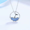 Wholesale Necklace 925 Sterling Silver Threedimensional Hollow Mermaid Inlaid Stone Electroplating Animal Style