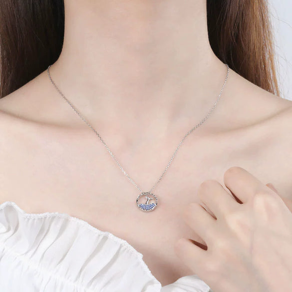 Wholesale Necklace 925 Sterling Silver Threedimensional Hollow Mermaid Inlaid Stone Electroplating Animal Style