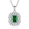 Wholesale Necklace 925 Sterling Silver Vintage Light Luxury Geometric Inlaid Sugar Emerald With Zircon Pendant