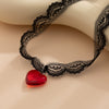 Wholesale Necklace Sweet Cool Style Lace And Glass Heart Shaped Pendant Electroplated Clavicle Chain For Women