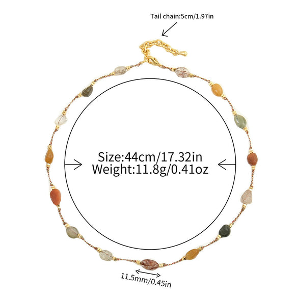 Wholesale Necklace Tiger's Eye Stone Green Stone Malachite Rope Stainless Steel Geometric Handmade Women's Retro Light Luxury
