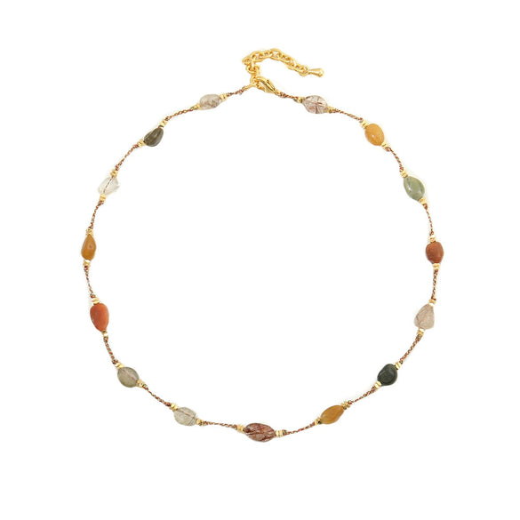 Wholesale Necklace Tiger's Eye Stone Green Stone Malachite Rope Stainless Steel Geometric Handmade Women's Retro Light Luxury