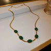 Wholesale Necklace Titanium Steel Blade Chain Mixed Gem Inlay Geometric Electroplating For Women