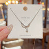 Wholesale Necklace Titanium Steel Bow Zirconia Mixed Gemstone Setting For Women
