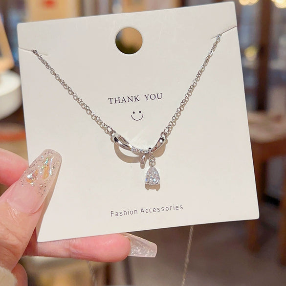 Wholesale Necklace Titanium Steel Bow Zirconia Mixed Gemstone Setting For Women