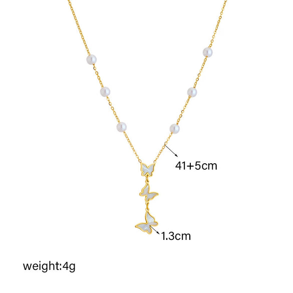 Wholesale Necklace Titanium Steel Butterfly Pendant Electroplating Design