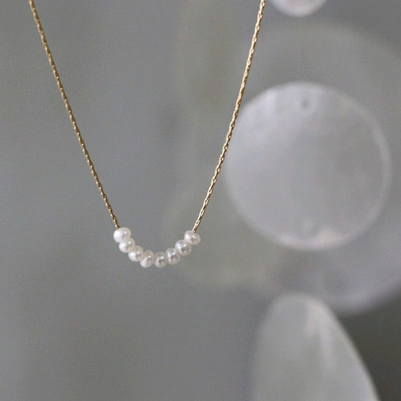 Wholesale Necklace Titanium Steel Colorunfading Plated Imitation Pearl Embossed Rose Geometric Water Wave Chain
