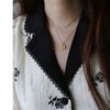 Wholesale Necklace Titanium Steel Colorunfading Plated Imitation Pearl Embossed Rose Geometric Water Wave Chain