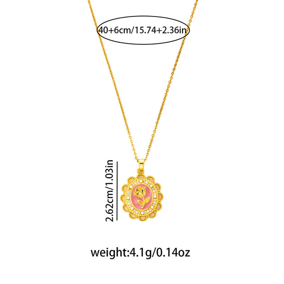 Wholesale Necklace Titanium Steel Copper Flower Heart Shape Electroplated Light Luxury Style For Women