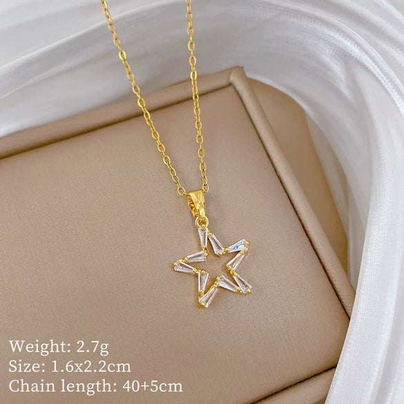 Wholesale Necklace Titanium Steel Copper Geometric Fivepointed Star Simple Light Luxury Elegant Gorgeous Cartoon Minimalist Unisex
