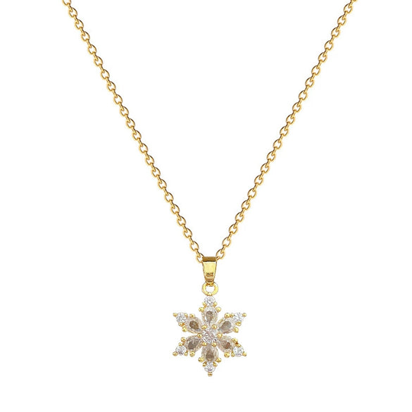 Wholesale Necklace Titanium Steel Copper Ice Flower Snowflake Full Diamond Geometric Cartoon Natural Style