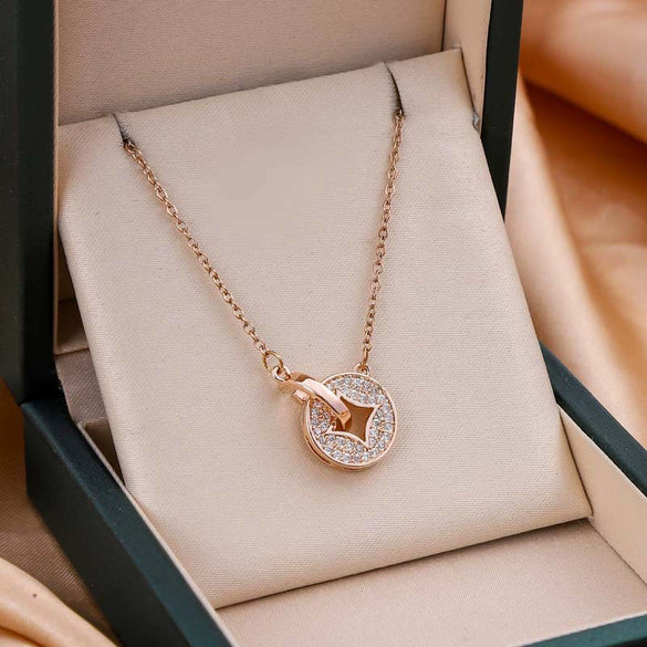 Wholesale Necklace Titanium Steel Copper Micropaved Geometric O Chain Electroplating Women Style