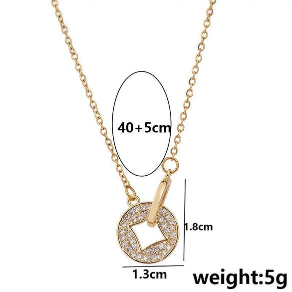 Wholesale Necklace Titanium Steel Copper Micropaved Geometric O Chain Electroplating Women Style
