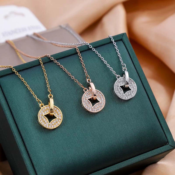Wholesale Necklace Titanium Steel Copper Micropaved Geometric O Chain Electroplating Women Style