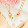 Wholesale Necklace Titanium Steel Copper Real Gold Plated Sweet Rose Pattern Chain For Women