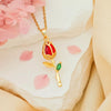 Wholesale Necklace Titanium Steel Copper Real Gold Plated Sweet Rose Pattern Chain For Women