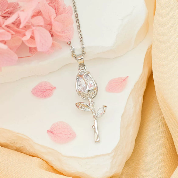 Wholesale Necklace Titanium Steel Copper Real Gold Plated Sweet Rose Pattern Chain For Women