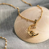 Wholesale Necklace Titanium Steel Geometric Crescent Moon Pendant Ochain Electroplated