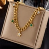 Wholesale Necklace Titanium Steel Geometric Fivepointed Star Pendant Electroplated Chain