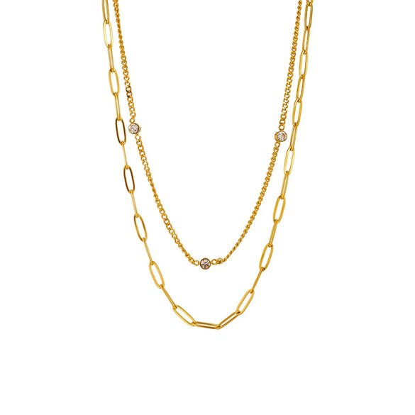 Wholesale Necklace Titanium Steel Geometric Hiphop Punk Doublelayer Electroplated