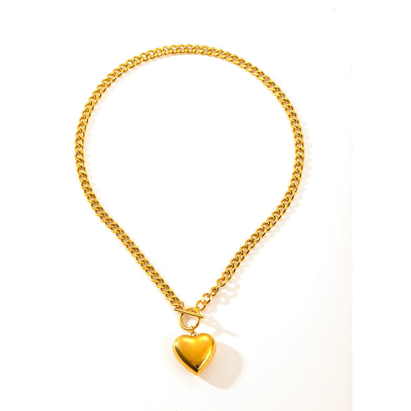 Wholesale Necklace Titanium Steel Geometric Hollow Heart Style Box Chain Ot Buckle Non Fading For Women