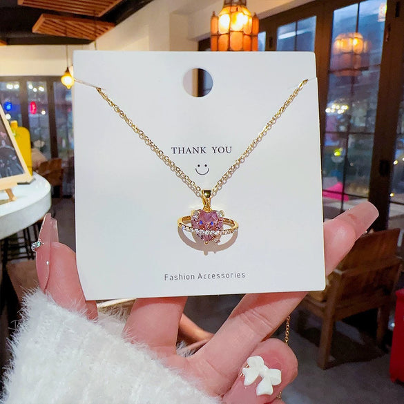 Wholesale Necklace Titanium Steel Geometric Inlaid Zircon Light Luxury Women's Cross Chain