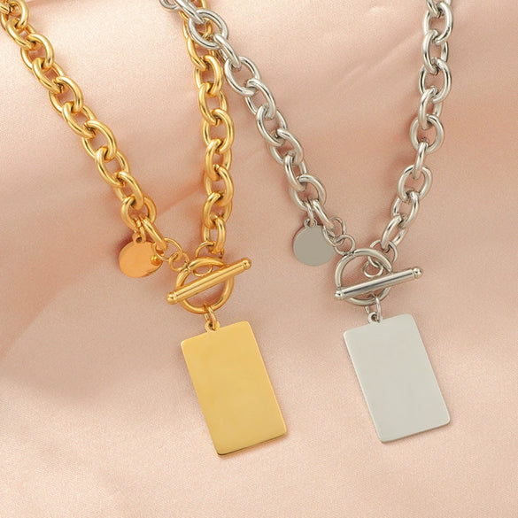Wholesale Necklace Titanium Steel Geometric O Word Chain Electroplating Hiphop Style