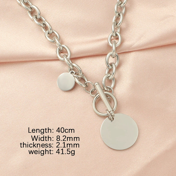 Wholesale Necklace Titanium Steel Geometric Ochain Electroplated Hiphop Style