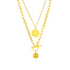 Wholesale Necklace Titanium Steel Geometric Printed Multilayered Retro Pendant Electroplated