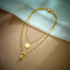 Wholesale Necklace Titanium Steel Geometric Printed Multilayered Retro Pendant Electroplated