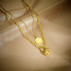 Wholesale Necklace Titanium Steel Geometric Printed Multilayered Retro Pendant Electroplated