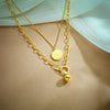 Wholesale Necklace Titanium Steel Geometric Printed Multilayered Retro Pendant Electroplated