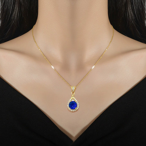 Wholesale Necklace Titanium Steel Geometric Water Drops Full Diamond Style For Female And Male