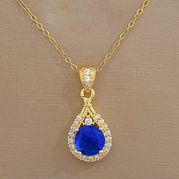 Wholesale Necklace Titanium Steel Geometric Water Drops Full Diamond Style For Female And Male