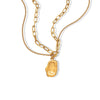 Wholesale Necklace Titanium Steel Gold Plated Geometric Doublelayer Irregular Pendant Clavicle Chain