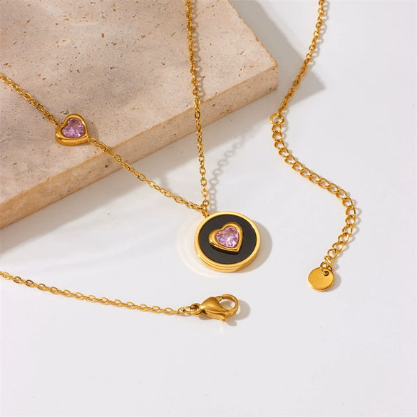 Wholesale Necklace Titanium Steel Gold Plated Heart Shape Pendant Chain For Women