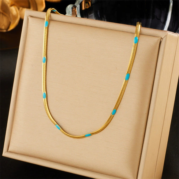 Wholesale Necklace Titanium Steel Goldplated Snake Bone Chain Fashion Retro Style