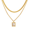 Wholesale Necklace Titanium Steel Goldplated With Mixed Gem Inlay Pendant Geometric Style